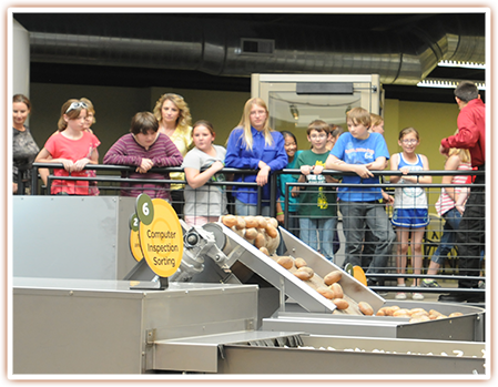 Students observing how potatoes are turned into french fries.